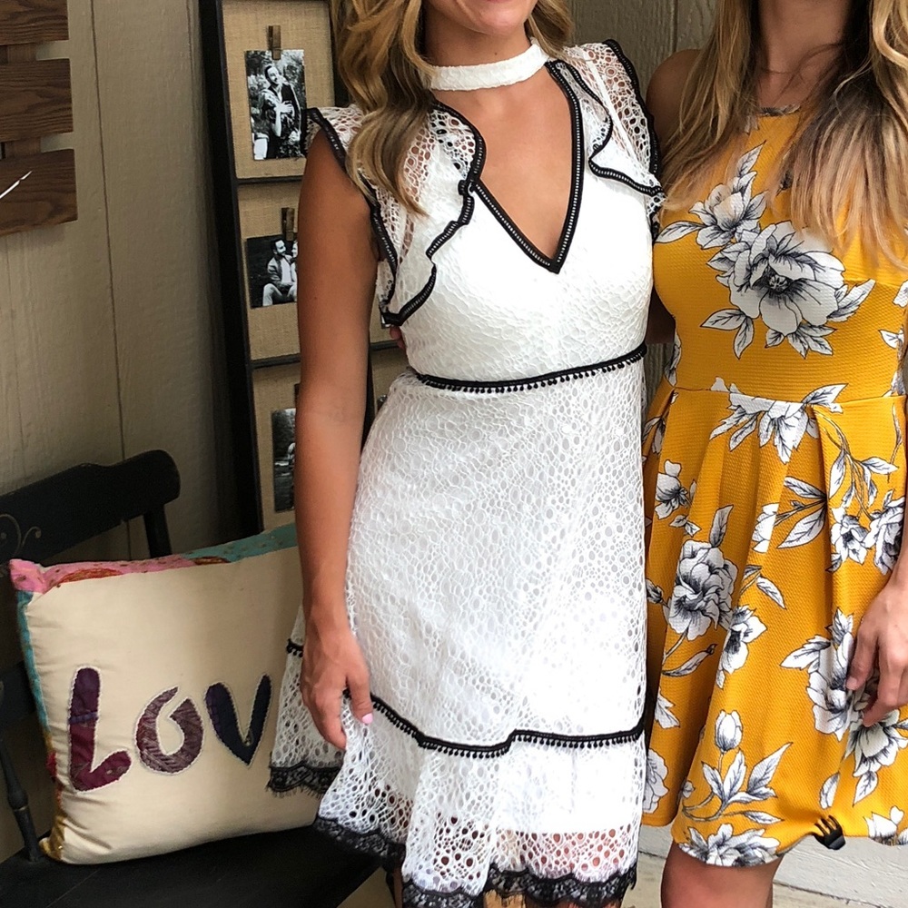 White and black Nasty Gal lace dress